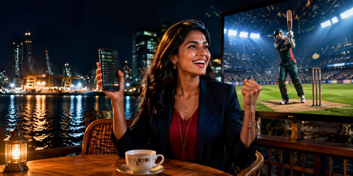 চট্টগ্রামের সমুদ্র সৈকতে মোবাইলে লটারি ও ক্রিকেট বেটিং উপভোগ করছেন একজন বাংলাদেশি ব্যবহারকারী